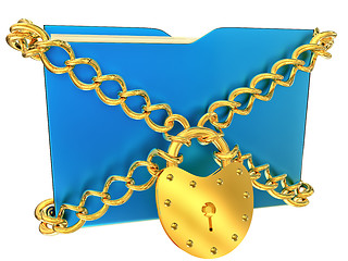 Image showing blue folder with golden hinged lock