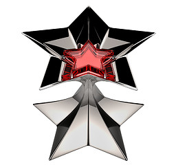 Image showing shiny silver star with red star core