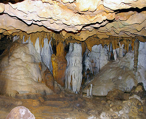 Image showing Tiered Stalagtites and Rim Pools