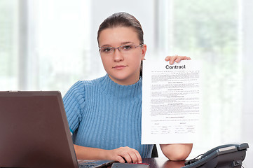 Image showing Businesswoman with contract