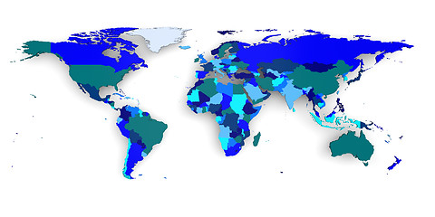 Image showing Blue political world map