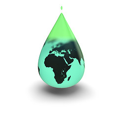 Image showing Earth inside green water drop