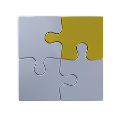 Image showing Jigsaw with golden piece