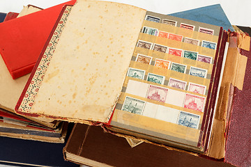 Image showing philatelic stamp collection albums