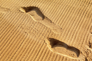 Image showing Human footprints on the beach sand