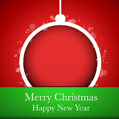 Image showing Merry Christmas Happy New Year Ball on Red Background