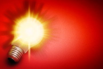 Image showing Background with lit lightbulb