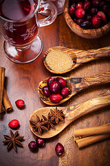 Image showing Ingredients for cranberry hot mulled wine