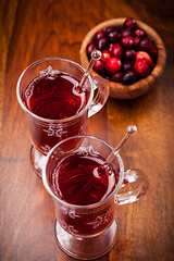 Image showing Hot mulled wine with cranberries