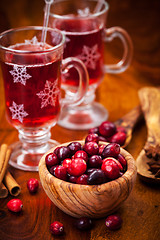 Image showing Cranberries with hot mulled wine