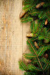 Image showing christmas fir tree with pinecones