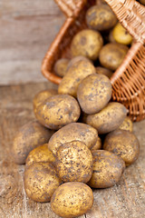 Image showing basket with fresh potatoes 