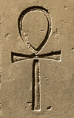 Image showing Ancient egypt symbol Ankh carved on the stone