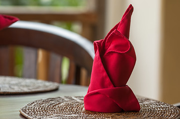 Image showing Folded napkins outdoors