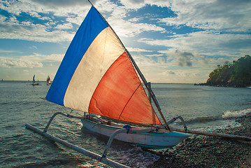 Image showing Balinese Jukung fishermen