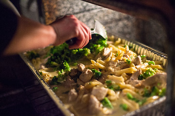 Image showing Macaroni broccoli cheese and chicken