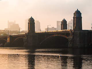 Image showing Boston Longfellow Bridge and Red Line