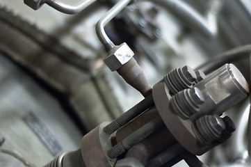 Image showing Steel valve inside a large industrial facility