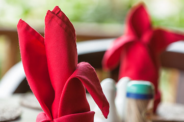 Image showing Folded napkins outdoors