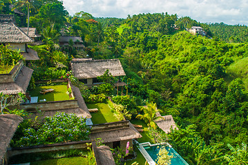 Image showing Houses looking over a ravine