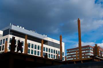 Image showing Silhouetted construction worker