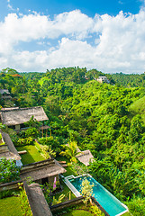 Image showing Houses looking over a ravine