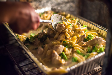 Image showing Macaroni broccoli cheese and chicken