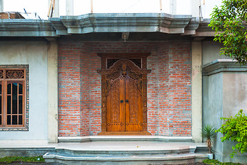 Image showing Ornate wooden door