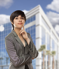 Image showing Mixed Race Young Adult in Front of Building