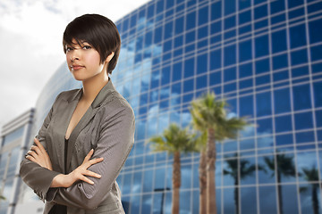 Image showing Mixed Race Young Adult in Front of Building