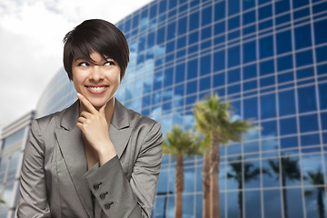 Image showing Mixed Race Young Adult in Front of Building