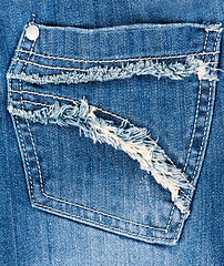 Image showing blue jeans pocket closeup