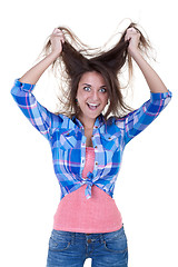 Image showing happy crazy excited woman