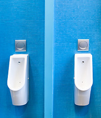Image showing Men lavatory in modern building in a public restroom