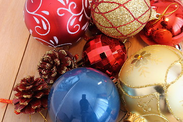 Image showing christmas globes on table