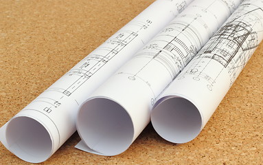 Image showing rolled blueprints