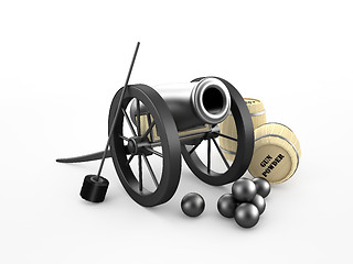 Image showing Ancient cannon on wheels
