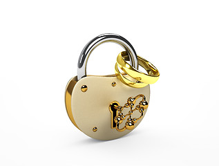 Image showing The lock and wedding rings