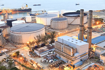 Image showing Oil tanks at night