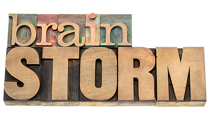 Image showing brainstorm word in wood type