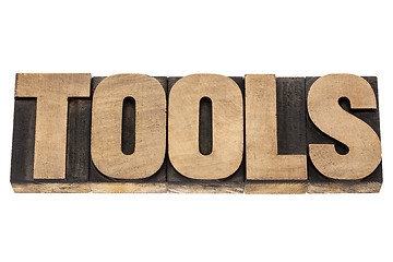Image showing tools word in wood type