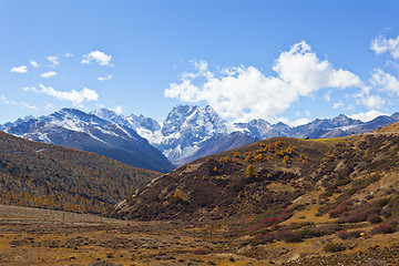 Image showing Snow mountain landscape in autumn