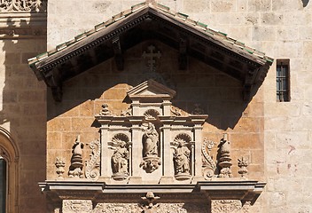 Image showing Statues above entrance to the cathedral of Granada, Spain