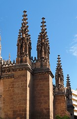 Image showing Gothic steeples on the cathedral of Granada, Spain