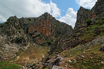 Image showing Rocky Mirador de Bailon gorge near Zuheros  in Spain on cloudy day