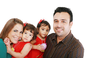 Image showing Happy families with children on a white background 