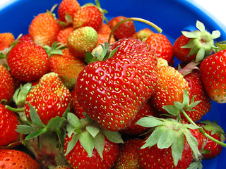 Image showing Basket of fresh strawberries