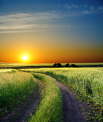 Image showing sunset over rural road