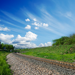 Image showing railway under cloudy sky