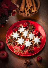 Image showing Homemade gingerbread star cookies for Christmas